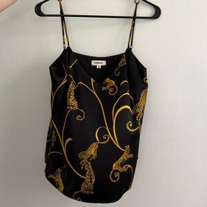 Black and yellow print camisole with leopard with leopard